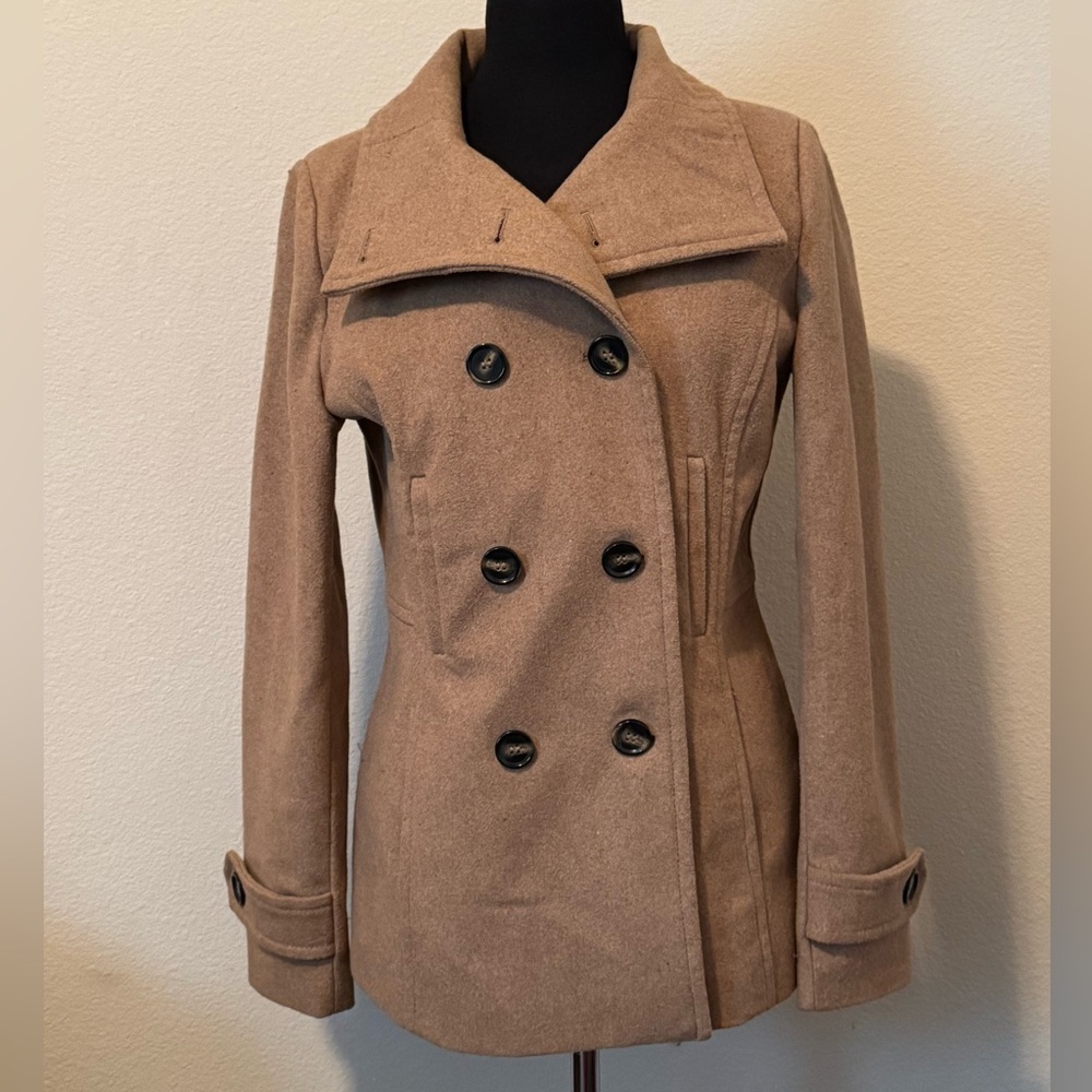 Thread & Supply Camel Double-Breasted Peacoat Medium